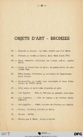 Objets d'Art - Bronzes (Nr. 61-92)