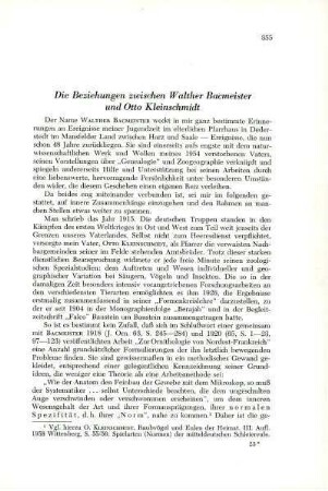 Die Beziehungen zwischen Walther Bacmeister und Otto Kleinschmidt