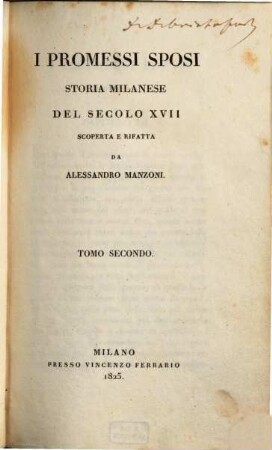 I promessi sposi : storia milanese del secolo XVII. 2 (1825)