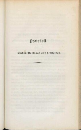 Protokoll. Sieben Vorträge aus demselben.