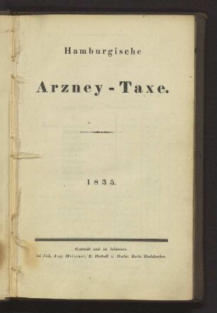Hamburgische Arzney-Taxe 1835