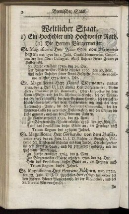 I. Weltlicher Staat.
