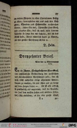 Dreyzehnter Brief