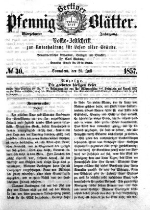 No. 30, Sonnabend, den 25. Juli