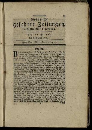 Achtes Stück, den 26ten Febr. 1791.