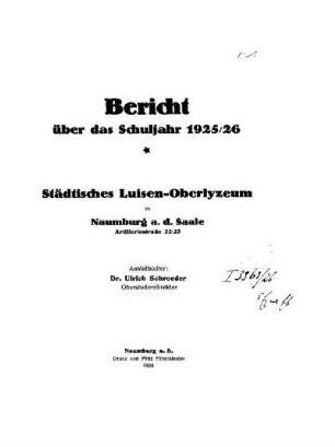 1925/26: Bericht ... - 1925/26