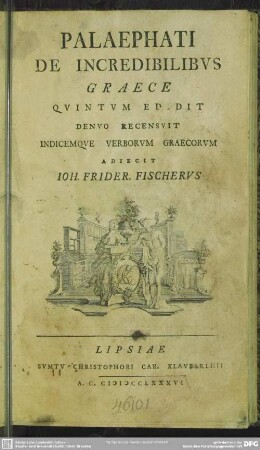 Palaephati De Incredibilibus Graece