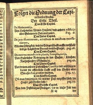 Folget der Ordnung der Capitel dieses Buchs.