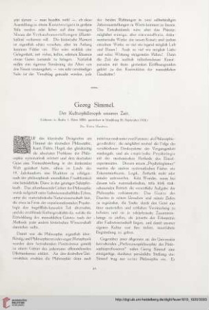 1: Georg Simmel : Der Kulturphilosoph unserer Zeit