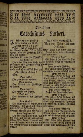 Der Kleine Catechismus Lutheri.