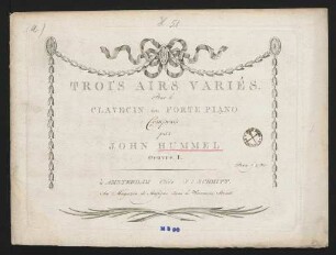 Trois airs variés pour le clavecin ou forte piano, op. 1