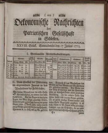 XXVIII. Stück. Sonnabends den 17 Julius 1773.