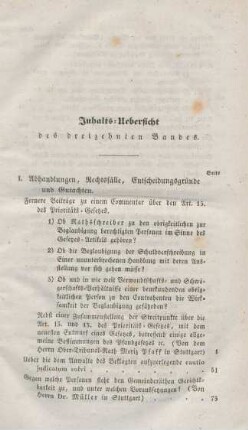 Inhalts-Uebersicht des dreizehnten Bandes