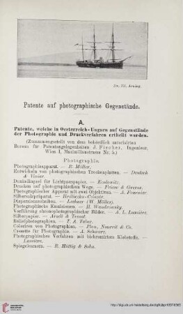 Patente auf photographische Gegenstände