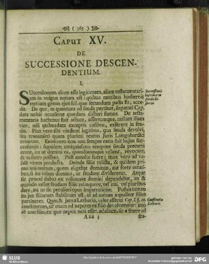 Caput XV. De Successione Descendentium
