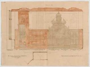 Thiersch, Friedrich von; Münsing / Starnberger See (Bayern); Schloss Seeburg, Umbau - Speisezimmerwand (Teilgrundriss, Ansicht)