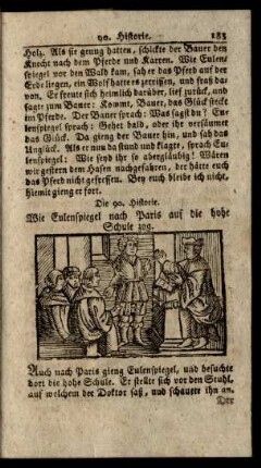 Die 90. Historie. Wie Eulenspiegel nach Paris auf die hohe Schule zog