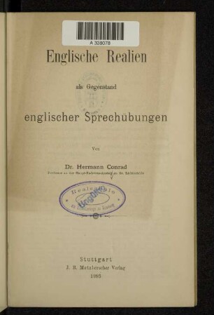 Englische Realien als Gegenstand englischer Sprechübungen