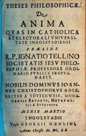 Theses Philosophicae De Anima