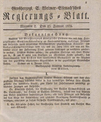 Nr. 2 : 25. Januar 1833