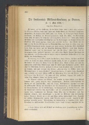 Die kontinentale Missions-Konferenz zu Bremen (4.—7. Mai 1880)