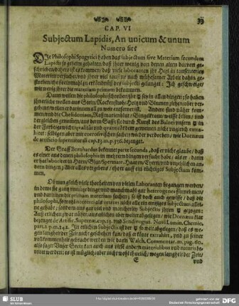 Cap. VI. Subjectum Lapidis, An unicum & unum Numero sit?