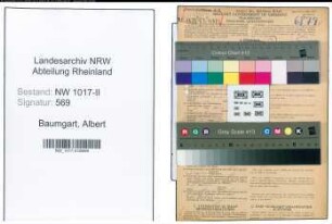 Entnazifizierung Albert Baumgart , geb. 31.03.1908 (Werkzeugmacher)