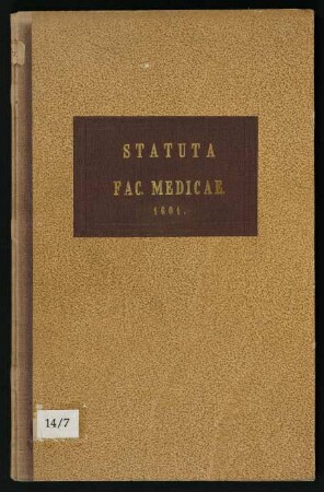 Nova statuta fac.[ultatis] medicae