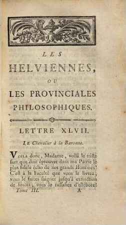 Les Helviennes Ou Lettres Provinciales Philosophiques, 3