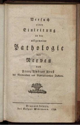 Versuch einer Einleitung in die allgemeine Pathologie der Nerven