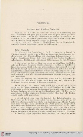 Aeltere und Mittlere Steinzeit