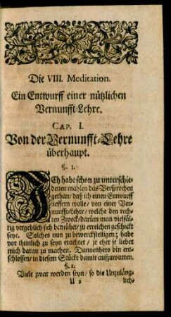 Cap. I. Von der Vernunfft-Lehre überhaupt.