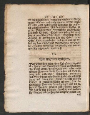 XIV. Von liegenden Güthern.