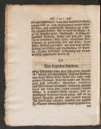 XIV. Von liegenden Güthern.