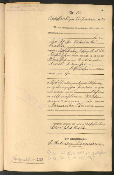 Standesamtsbuch der Stadt Aschaffenburg: Geburten 365/1900 - 184/1901