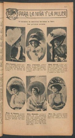 Un concurso de sombreros femeninos en París - Los primeros premios - [Ilustración]