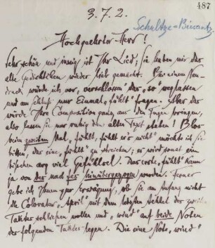 Brief an Clemens Schultze-Biesantz