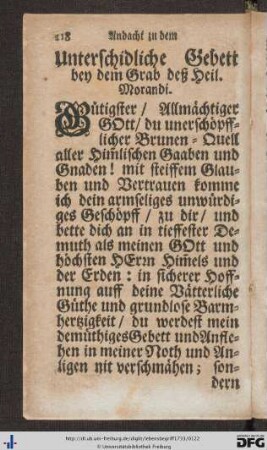 Unterschiedliche Gebet beim Grab deß Heil. Morandi.