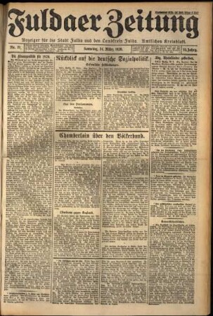 Erste Ausgabe vom Samstag, den 24. März 1928.