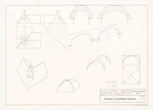 Übungen in Darstellender Geometrie Bl. 3: Perspektivische Ansichten von Bögen und Spitzen