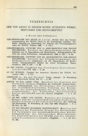 Verzeichnis Der Von Lenin In Diesem Bande Zitierten Werke, Zeitungen Und Zeitschriften