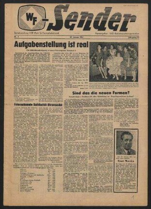 Betriebszeitung 'WF-Sender', Nr.4/1961 (27. Januar 1961)