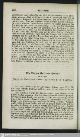 Ein Votum Carl von Holtei’s