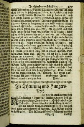 In Theurung und Hungersnoth.