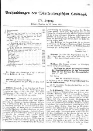 178. Sitzung, Stuttgart, 17.1.1928