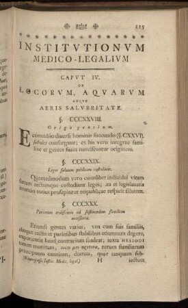 Caput IV. De Locorum Aquarum Atque Aeris Salubritate.