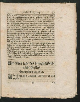 Am ersten tage des heiligen Weyhnacht-Festes, Evangelium esa. IX, 6