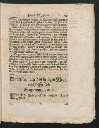 Am ersten tage des heiligen Weyhnacht-Festes, Evangelium esa. IX, 6