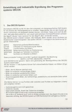 Entwicklung und industrielle Erprobung des Programmsystems DECOS