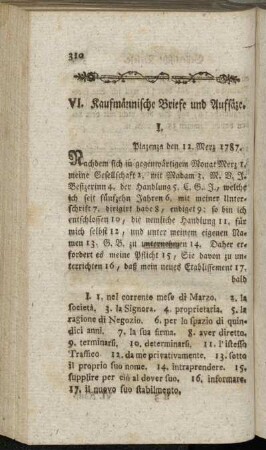 VI. Kaufmännische Briefe und Aufsäze.